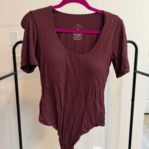 Women's Burgundy bodysuit with build in bra
